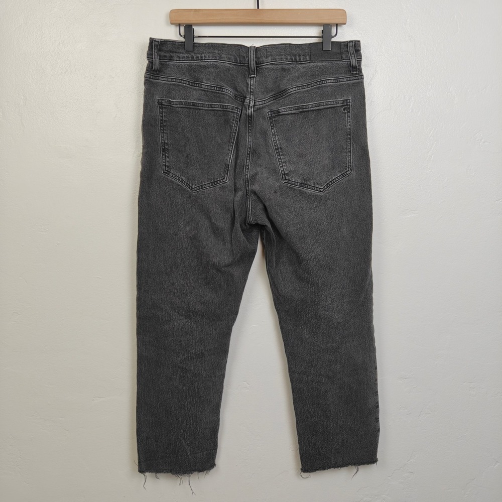 Madewell Womens 90s Straight Crop Jeans 31 Black Raw Hem High Rise DM6799 Grunge - Picture 5 of 9